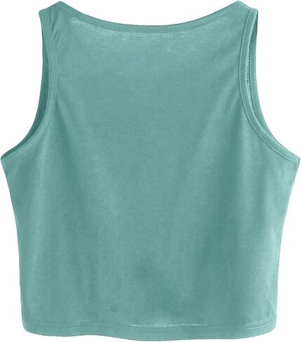 Remidoo Women's Casual Sleeveless Graphic Cropped Top Crewneck Tank Top Shirts in Saudi Arabia