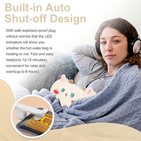 WITERY Electric Hot Water Bag with Cover- Rechargeable Heating Pad Hot Water Bottle for Pain Relief Cramps & Sore Muscles, Hot Compress Bag Hand Warmer for Outdoor/Indoor (Filled with Water) in Kuwait