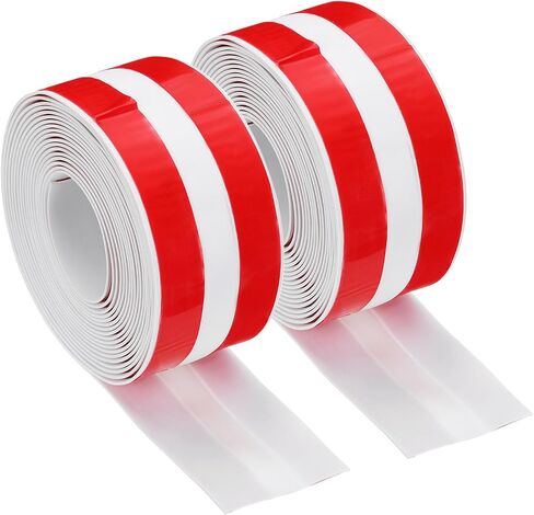 uxcell 126"×1.5" Caulk Tape Waterproof Tape Not Go Moldy Double Line Self Adhesive Shower Tape Caulk Strips for Kitchen Countertop,Bathroom Toilet Floor White 2Pcs in Saudi Arabia