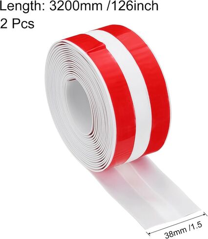 uxcell 126"×1.5" Caulk Tape Waterproof Tape Not Go Moldy Double Line Self Adhesive Shower Tape Caulk Strips for Kitchen Countertop,Bathroom Toilet Floor White 2Pcs in Saudi Arabia
