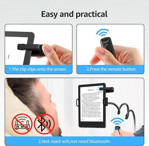 أداة تحويل الصفحات بجهاز التحكم عن بعد لجهاز Kindle Paperwhite Oasis، قارئ الترددات اللاسلكية الإلكتروني، أقراص النقر عن بعد لقراءة الروايات، وحدة تحكم فيديو الكاميرا للهاتف iPad iOS Android - صفحة للأمام فقط in Kuwait