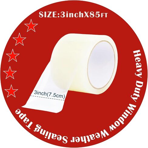 Transparent Window Weather Sealing Tape, 3-Inch x 85FT, Clear Window Draft Isolation Sealing Film Tape-Clear Draft Stopper Adhesive Tape for Doors, Windows and Shower Glass Gaps (3-Inch x85FT) in Saudi Arabia