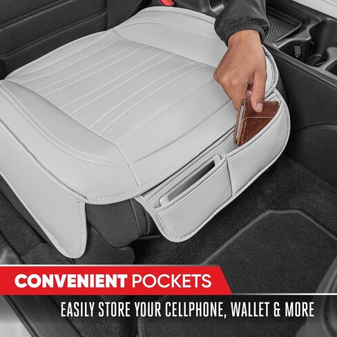 Motor Trend Faux Leather Car Seat Cover Front Bottom Seat Cushion Cover - Diamond Luxury Protector - Universal Fit for Cars, Trucks, SUVs, Vans 1pc (Gray) in Saudi Arabia