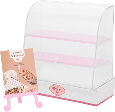 ibasenice Dollhouse Bakery Display Cabinet - Miniature Bakery Case Dollhouse Cake Bread Stand Display Cabinet 1:12 Scale Mini Food Display Cabinet Model with Sliding Door in Saudi Arabia