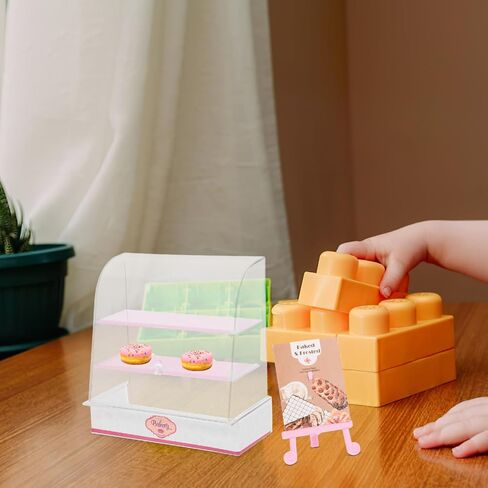 ibasenice Dollhouse Bakery Display Cabinet - Miniature Bakery Case Dollhouse Cake Bread Stand Display Cabinet 1:12 Scale Mini Food Display Cabinet Model with Sliding Door in Saudi Arabia