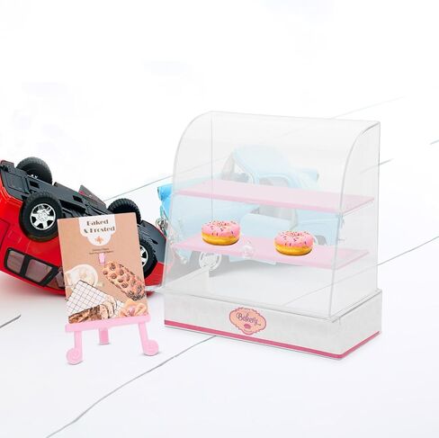 ibasenice Dollhouse Bakery Display Cabinet - Miniature Bakery Case Dollhouse Cake Bread Stand Display Cabinet 1:12 Scale Mini Food Display Cabinet Model with Sliding Door in Saudi Arabia