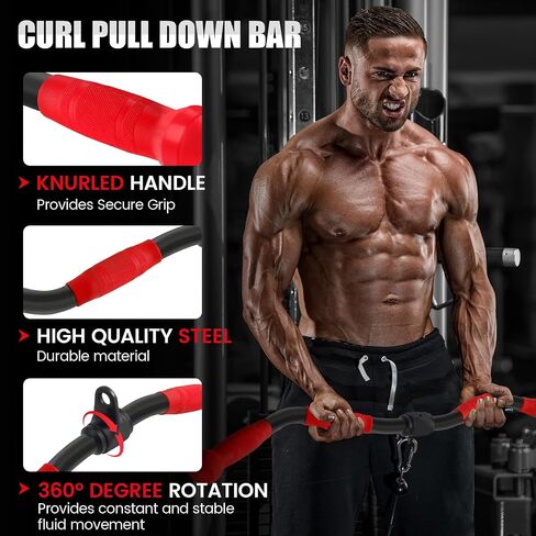 V-shaped Bar Straight Rotating Bar Curl LAT Pull Down Bar D Handle Double D Row Handle With PU Grip Environmentally Odorless, Lat Pulldown Attachments Cable Machine Attachment for Home Gym in Kuwait