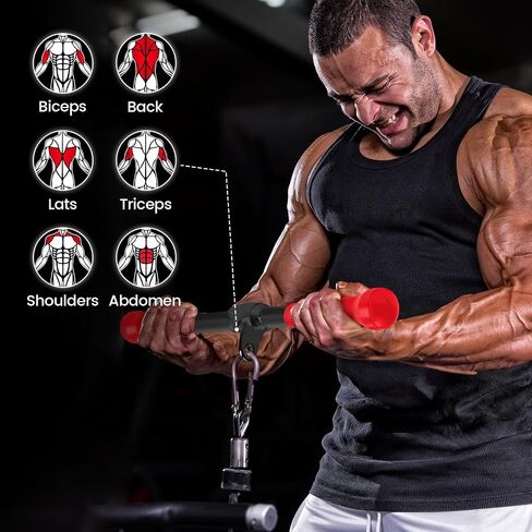 V-shaped Bar Straight Rotating Bar Curl LAT Pull Down Bar D Handle Double D Row Handle With PU Grip Environmentally Odorless, Lat Pulldown Attachments Cable Machine Attachment for Home Gym in Kuwait