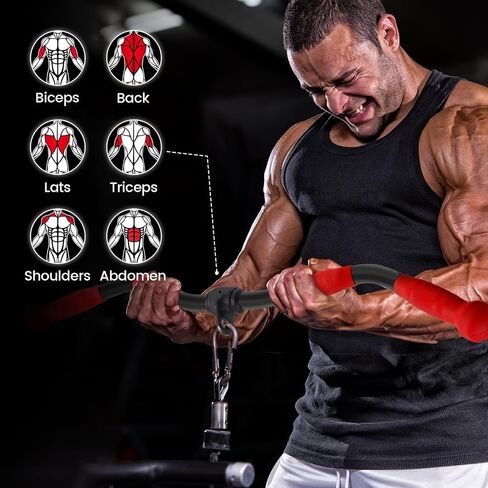 V-shaped Bar Straight Rotating Bar Curl LAT Pull Down Bar D Handle Double D Row Handle With PU Grip Environmentally Odorless, Lat Pulldown Attachments Cable Machine Attachment for Home Gym in Kuwait