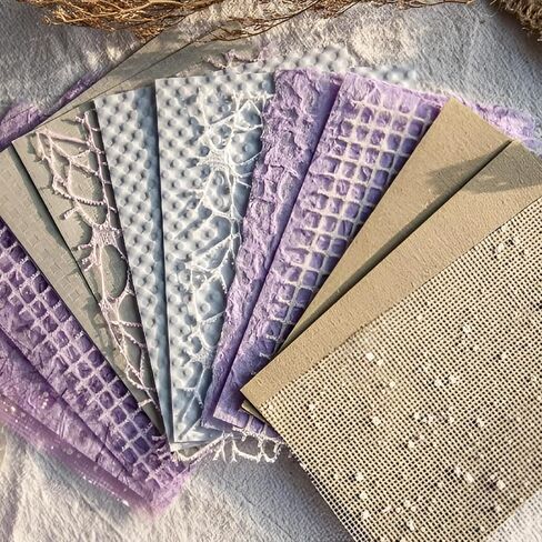 HEVSTIL 16Pcs Pcs Handmade Scrapbook Paper Craft Textured Paper Scrapbook Paper Textured Handmade Paper Mesh Fabric Mix Neutral Decorative Scrap Paper for Card Making Embossed DIY,4.2x5.8(Green) in Saudi Arabia