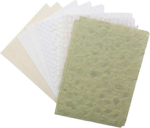 HEVSTIL 16Pcs Pcs Handmade Scrapbook Paper Craft Textured Paper Scrapbook Paper Textured Handmade Paper Mesh Fabric Mix Neutral Decorative Scrap Paper for Card Making Embossed DIY,4.2x5.8(Green) in Saudi Arabia