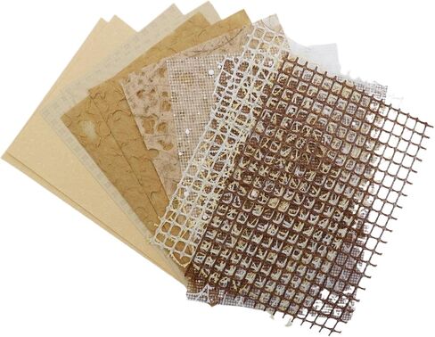 HEVSTIL 16Pcs Pcs Handmade Scrapbook Paper Craft Textured Paper Scrapbook Paper Textured Handmade Paper Mesh Fabric Mix Neutral Decorative Scrap Paper for Card Making Embossed DIY,4.2x5.8(Green) in Saudi Arabia
