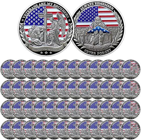 Military Challenge Coins, 24 Pcs US Military Coins Veteran Challenge Coin - Veterans are My Brothers - Thank You for Your Service - Military Commemorative Appreciation Gifts in Saudi Arabia