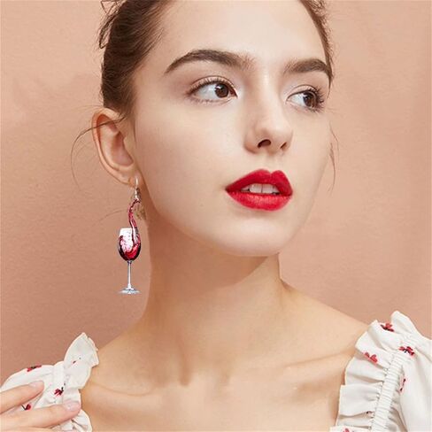 ONLYJUMP Simulation Beer Earrings Wine Glass Earrings for Women Cute Beer Glass Earrings Yellow Whisky Earrings Red Wine Glass Earrings Acrylic Earrings Funny Jewelry in Saudi Arabia