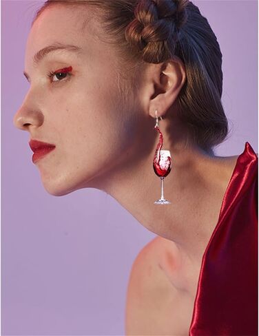 ONLYJUMP Simulation Beer Earrings Wine Glass Earrings for Women Cute Beer Glass Earrings Yellow Whisky Earrings Red Wine Glass Earrings Acrylic Earrings Funny Jewelry in Saudi Arabia