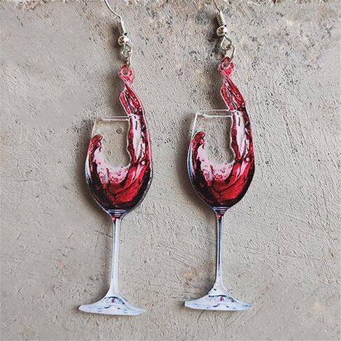 ONLYJUMP Simulation Beer Earrings Wine Glass Earrings for Women Cute Beer Glass Earrings Yellow Whisky Earrings Red Wine Glass Earrings Acrylic Earrings Funny Jewelry in Saudi Arabia
