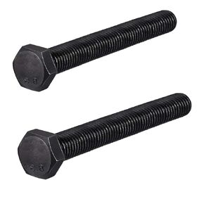 M10 x 6 inches Hex Head Screw Bolt, M10-1.5 150mm Long 2pcs Carbon Steel Grade 8.8, Black Oxide Finish, Full Thread, Hexagon Head Bolts Right Hand External Hex Drive