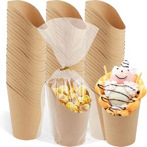 Ocmoiy Charcuterie Cups with Sticks Black Disposable 14 oz Kraft Paper Appetizer Cups, Individual Party Serving Snack Cups (50 Cups, 200 Picks)