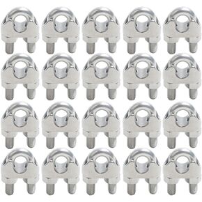 20PCS Wire Rope Clamps, 1/8 Inch M3 Stainless Steel Wire Rope Cable Clip Clamp, U Bolt Saddle Fastener