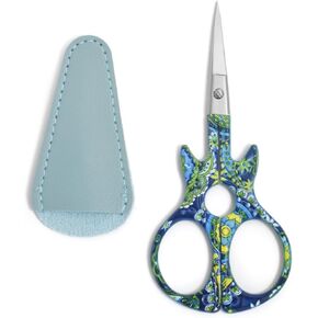 4.5 Inch Guitar Scissor Sewing Embroidery Scissors with Artificial Leather Cover Vintage Antique Craft Sewing Tailor Scissors (Multicolors)