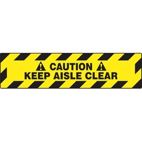 Accuform PSR272 Slip-Gard Adhesive Floor Sign, Legend "Caution Keep Aisle Clear", 6" Height, 6" Length x 24" Width x 0.020" Thickness, Vinyl, Black on Yellow