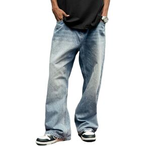 Mens Baggy Jeans for Men Women Y2k Skater Vintage Plain Pants Casual Wide Leg Jeans Loose Fit Denim Hip Hop Jeans