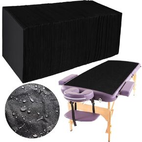 Kinlop 100 Pieces 31.5 x 71 Inch Disposable Bed Sheets Waterproof Massage Table Sheets Black Tattoo Drape Sheets Fabric Non-Woven Bed Cover for Travel Spa Hotel Salon