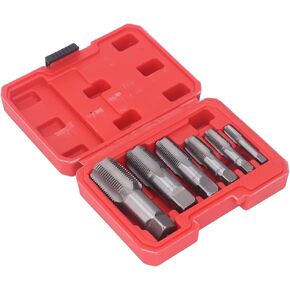 6Pcs Pipe Tap NPT 1, Carbon Steel Thread Tapping Tool Kit, Work, Accurate Cutting, Practical Use with Storage Box for Pipeline Maintenance, 1in, 3/4in, 1/2in, 3/8in, 1/4in