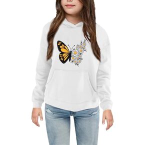 Girls Hoodie Long Sleeve Hoodie with Pocket Kids Flower Graphic Pullover Sweatshirt Cute Clothes