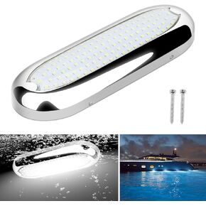 Underwater Marine LED Boat Lights, 8.2 in 3000LM 12V 8W IP68 Waterproof Stainless Steel Boat Transom Lights Flood Lights Boat Deck Courtesy Light LED Stern Lights (Blue Light, 2 PCS)