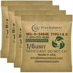 Wisesorb Kraft Clay Desiccants Packs for Safe, 5 Gram 60 Pack Dehumidifier for Gun Safe, Military Grade Moisture Absorbers, Conforms to MIL-D-3464E Type I & II Absorbents