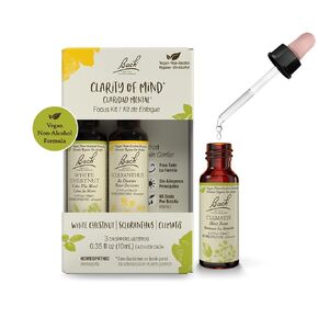 Bach Original Flower Remedies, Clarity Of Mind Kit, For Focus & Mindfulness (Non-Alcohol Formula), Natural Homeopathic Flower Essence, Vegan, 3 x 10mL Droppers