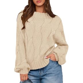 PRETTYGARDEN Women's Cable Knit Sweaters Casual Long Sleeve Crewneck Oversized Chunky Fall Winter Sweater Pullover Tops 2024