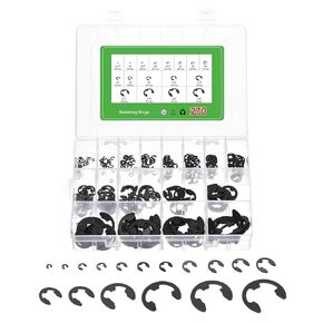 uxcell 270 Pcs E-Clip Circlip External Retaining Rings, 17 Sizes(M1.5-M22) 65Mn Carbon Steel Circlip Snap Rings Assortment Kits for Valves Electrical Appliances