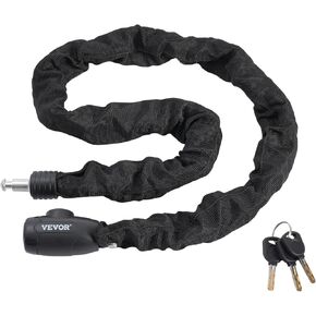 VEVOR Bike Chain Lock, 3.94 Ft Combination Bicycle Chain Lock with 4 Keys, Heavy Duty Anti-Theft High Security Bike Locks, Perfect for Bike, Motorcycle, Scooter, Bicycle, Door, Fence or Gate, 8mm