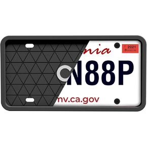 Car Accessories Black Silicone License Plate Frame - Protects from Scratches | NO-Rattle FIT Silicone Cover for U.S. Plates - Front & Back License Plate Holder with Custom MOUNTING KIT 2 Pair