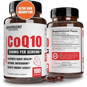 Premium CoQ10 200mg Softgels, Coenzyme Q10 Supplement with Enhanced Absorption, Antioxidant Formula for Heart Health, Energy Production & Healthy Aging, Non-GMO, 100 Count