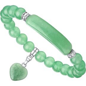Crystal Bracelet for Women Gifts, 8mm Healing Stone Beaded Bracelets for Birthday Gifts, Natural Energy Heart Shape Gemstone Jewelry