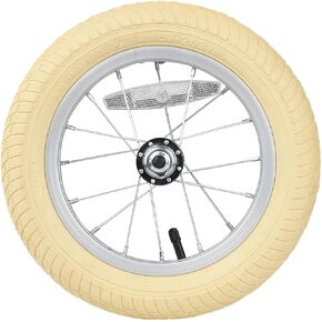 12 14 16 18 20 24 Inch Kids Bike Front Wheels, Replacement Rubber Bike Tire and Inner Tube Wear-Resistant Cruiser Bicycle Wheels, Black & White & Beige