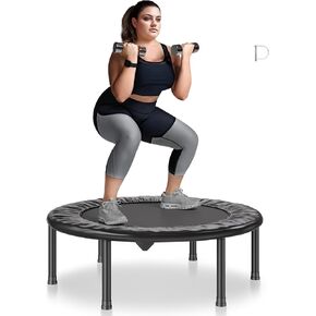 VEVOR Foldable Mini Trampoline, 36 Inch Fitness Rebounder, Max Load 220 lbs Exercise Trampoline, Stable & Quiet Indoor Small Workout Trampoline, Mini Trampoline for Adults Indoor/Garden Workout