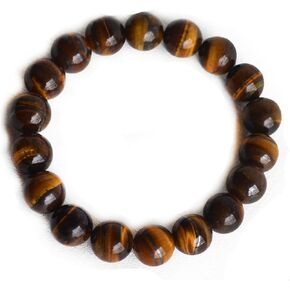 Natural Stone Bracelets for Men - 18mm Tiger Eye Bracelets for Men Teen Boys Fathers Gifts