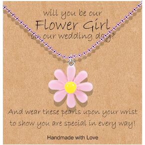 Flower Necklace for Little Flower Pendant Necklace Flower Present for Wedding Day Flower Jewelry Present