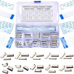 FFC FPC Connector Ribbon Cable Connector ffc-fpc 4P 6P 8P 10P 12P 14P 16P 18P 20P 24P,150mm Length Flexible Flat Cable 1mm Pitch B Type(KS-1.0-RS-B)