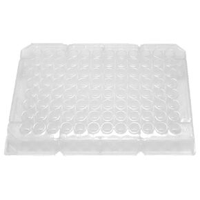 Caplugs Evergreen 290-8350-03F 96-Well Non-sterile Flat Bottom Plates No Lid, 100 Pack, Natural, Polypropylene, Well Volume 0.37 mL, Cell Cultures, Assays, PCR, Sample Storage, Research