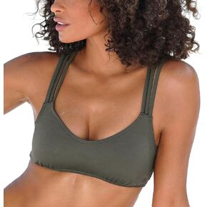LASCANA Women's Strappy Scoop Bikini Swimwear Top Swimsuit, Black