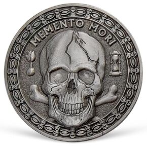 Memento Mori Coin Stoic Challenge Medalion Momento Mori Coin جمجمة تذكير رمزية للممارسة الرواقية اليومية هدايا الرواقية أمور فاتي فلسفة تذكار مجموعة عملات جديدة