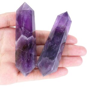 YATOJUZI 3.5" Amethyst Healing Crystals Wand Natural Crystals and Healing Stones Large Hexagonal Amethyst Crystal Points for Meditation Divination Reiki Energy Balancing 1PCS