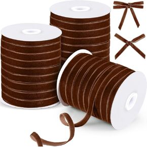 Chuangdi 3 Roll Velvet Ribbon 3/8 Inch x 50 Yards Spool Wide Single Face Ribbons 150 Yards Vintage Velvet Ribbon for Gift Wrapping Decoration Party Wedding Bow Arts Crafts(Burgundy,Green,Khaki)