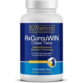 فيتامينات Rx CurcuWIN الكركمين للحيوانات الأليفة - مضاد للالتهابات للكلاب - دعم مناعة القطط - دعم الجهاز الهضمي للكلاب - 90 قيراطًا.