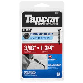 Tapcon 28373 3/16" X 1-3/4" Star Head Black Screw Anchor 75CT